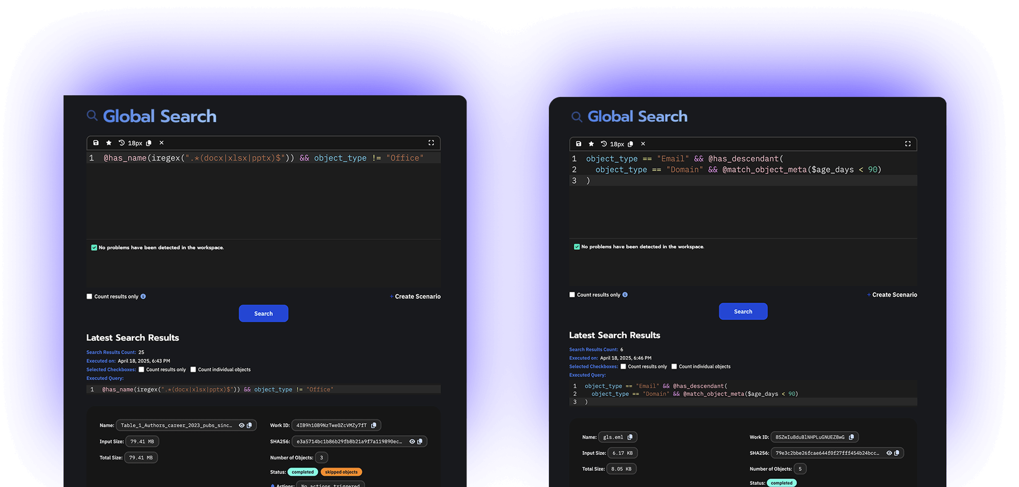 Global Search Contextal Console UI