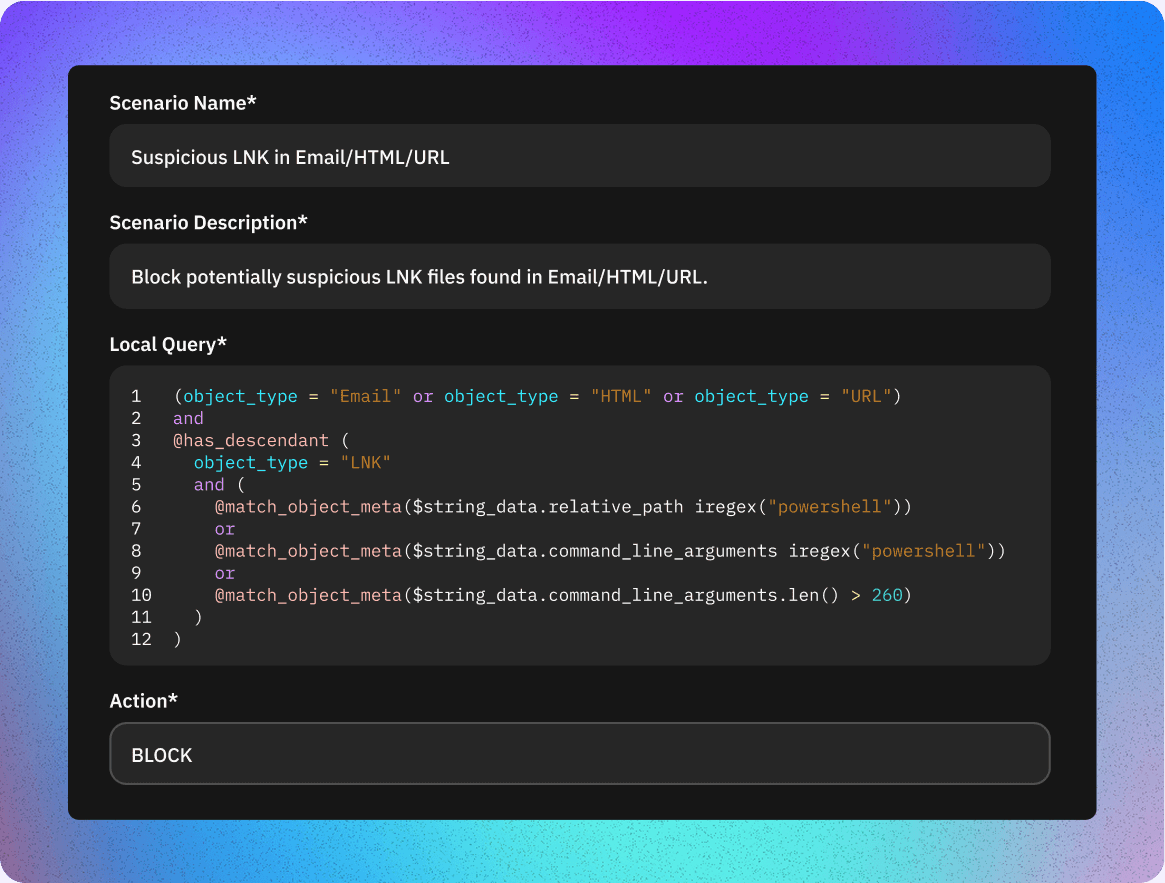 Suspicious LNK scenario